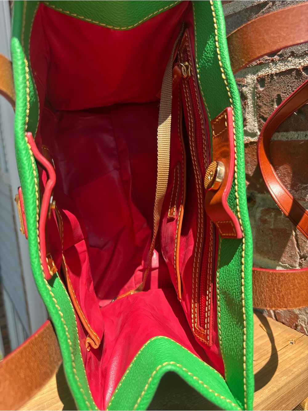 Dooney & Bourke vintage vibrant green leather shopper tote handbag - Picture 11 of 11